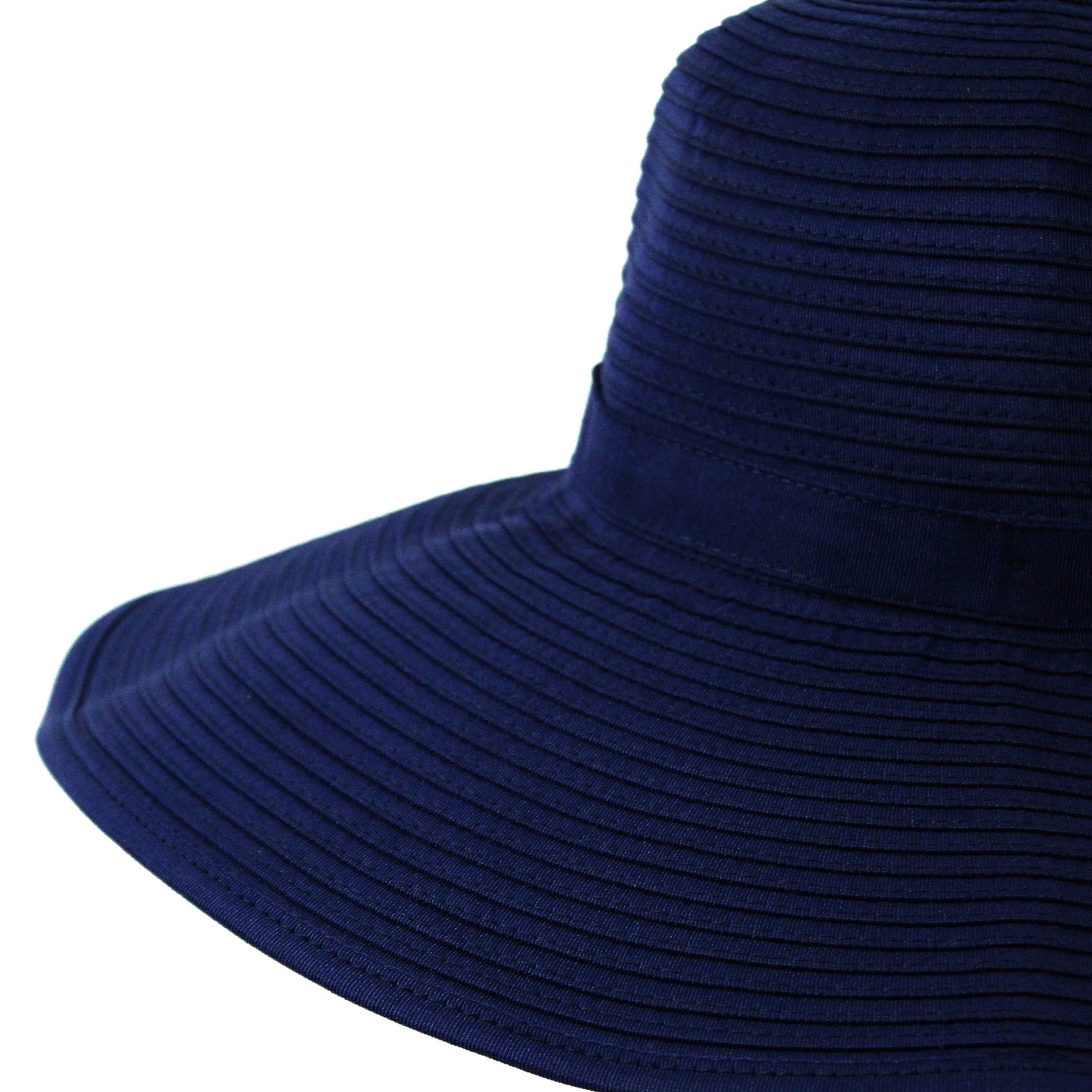 Wide Brim UV Protection Sun Hats for Women Straw Roll Up Beach Visor Hat  UPF 50+-Navy Blue-Navy Blue