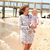 Women's Half Zip Swim Dress Cover Up | "Floral Garden"-SwimZip UPF 50+ Sun Protective Swimwear & UV Zipper Rash Guards-pos6