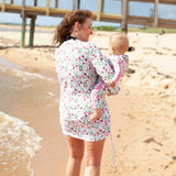 Women's Half Zip Swim Dress Cover Up | "Floral Garden"-SwimZip UPF 50+ Sun Protective Swimwear & UV Zipper Rash Guards-pos7
