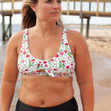 Women's Tie Bikini Top - "Floral Garden"-SwimZip UPF 50+ Sun Protective Swimwear & UV Zipper Rash Guards-pos11