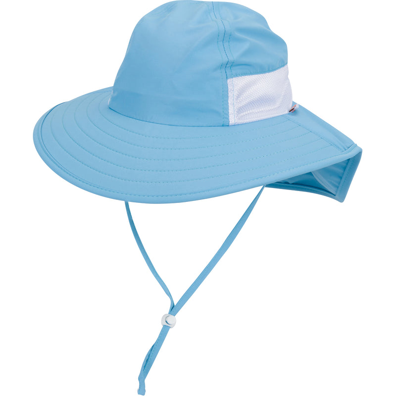 Kids Wide Brim + Flap Neck Sun Protective Adventure Hat - Aqua Sky-0-6 Months-Aqua Sky-SwimZip UPF 50+ Sun Protective Swimwear & UV Zipper Rash Guards-pos1