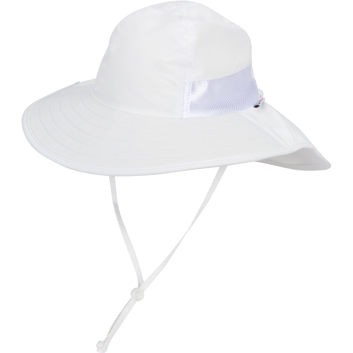 Kids Wide Brim + Flap Neck Sun Protective Adventure Hat - White