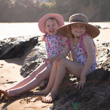 Kids Wide Brim Sun Hat "Fun Sun Day Play Hat" - Pink-SwimZip UPF 50+ Sun Protective Swimwear & UV Zipper Rash Guards-pos3