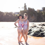 Women's One Piece Wrap Swimsuit - "Floral Garden"-SwimZip UPF 50+ Sun Protective Swimwear & UV Zipper Rash Guards-pos5