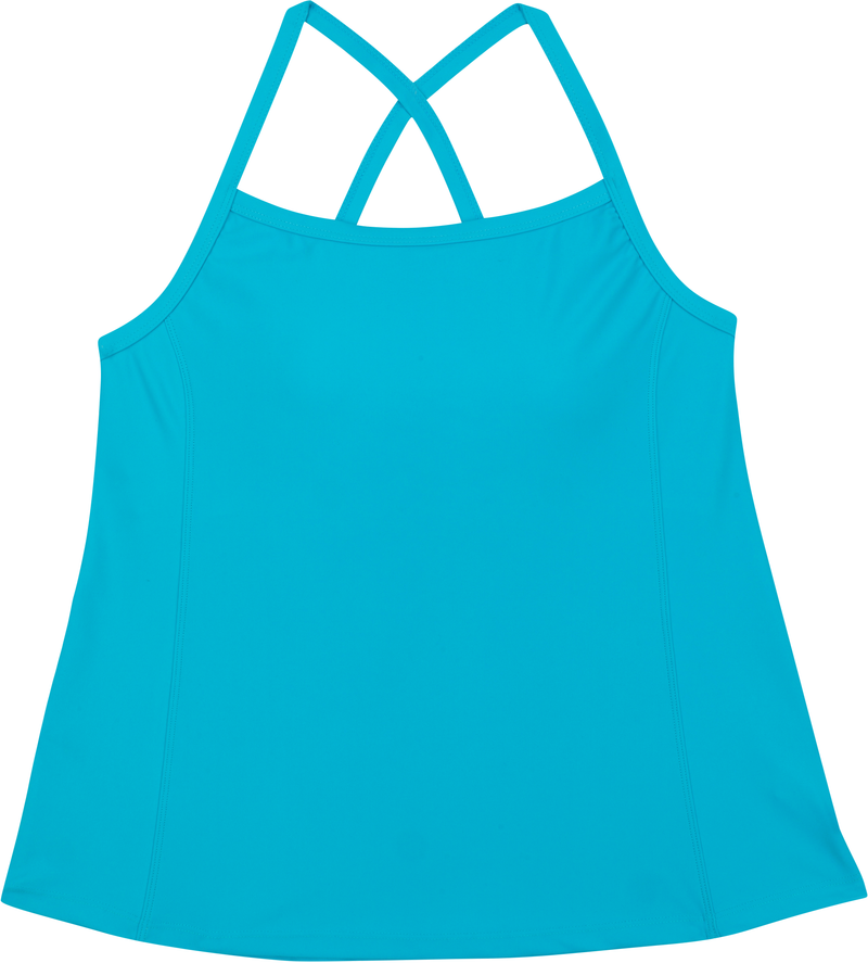 Women’s Strappy A-Line Tankini Top | “Scuba Blue”-SwimZip UPF 50+ Sun Protective Swimwear & UV Zipper Rash Guards-pos1