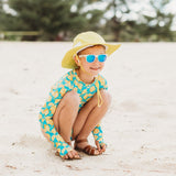 Girls Long Sleeve Surf Suit (One Piece Bodysuit) | "Lemons"-SwimZip UPF 50+ Sun Protective Swimwear & UV Zipper Rash Guards-pos10