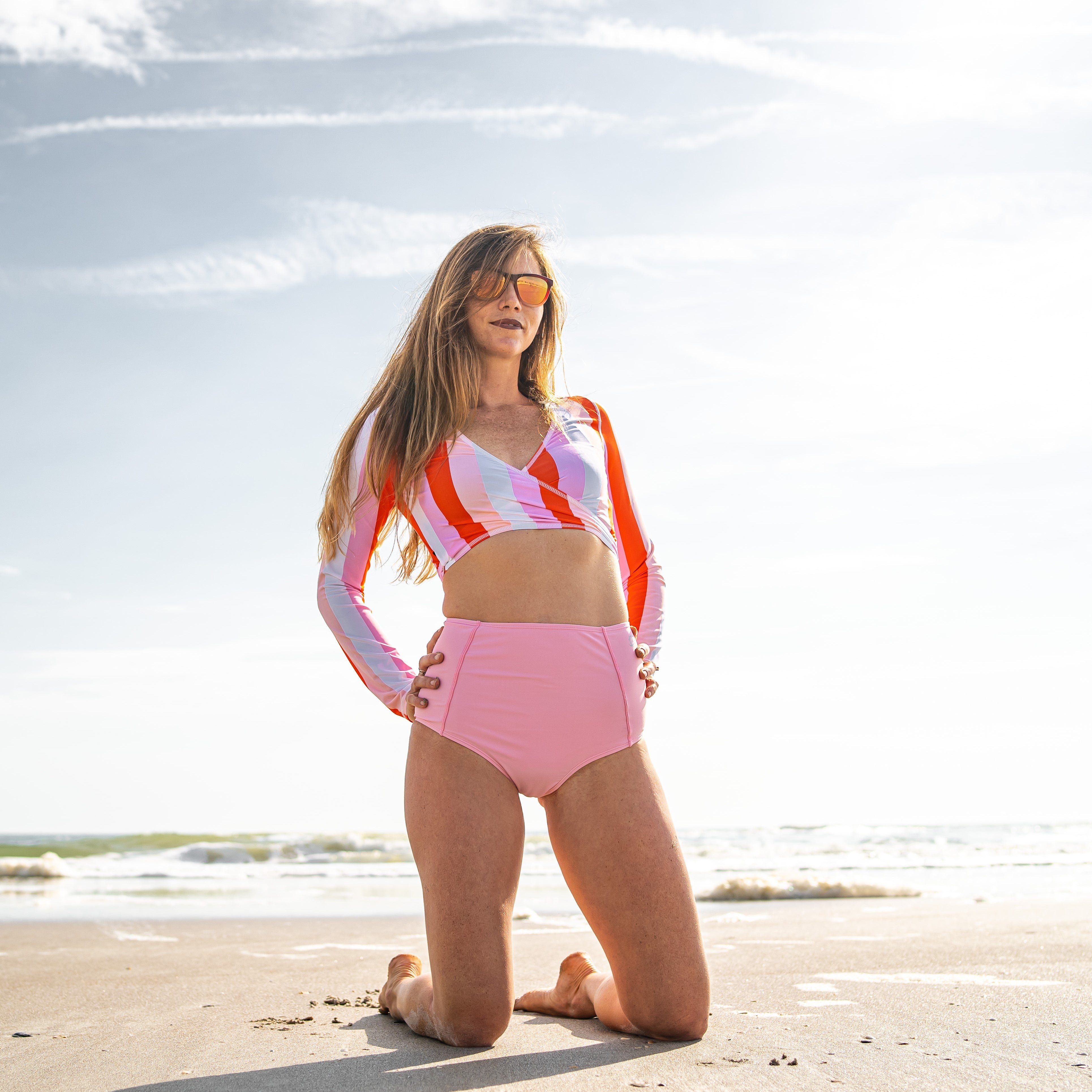 Women's High Waist Bikini Bottoms | "Orchid Pink"-SwimZip UPF 50+ Sun Protective Swimwear & UV Zipper Rash Guards-pos2