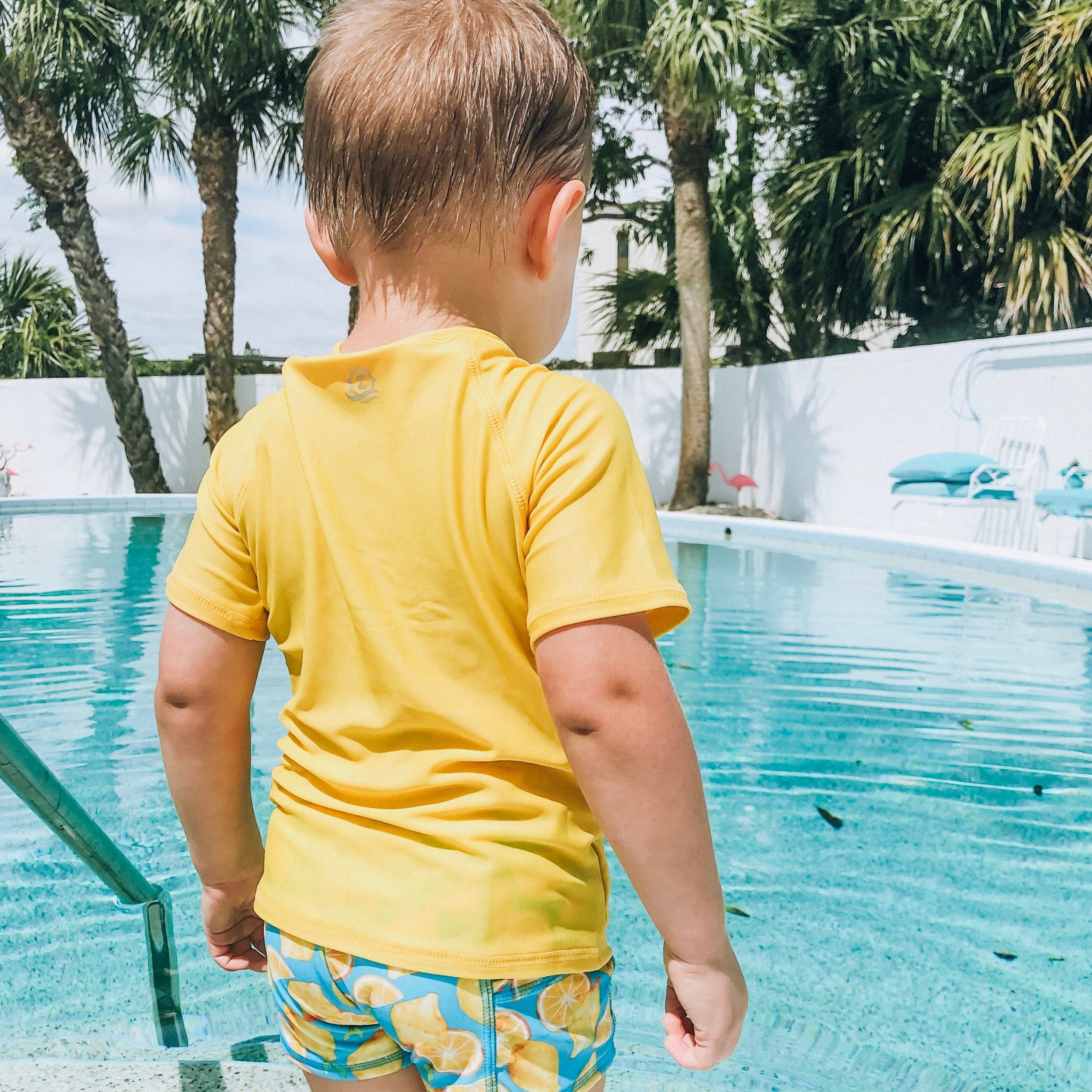 Kids Short Sleeve Zipper Rash Guard Swim Shirt | “Yellow”-SwimZip UPF 50+ Sun Protective Swimwear & UV Zipper Rash Guards-pos7
