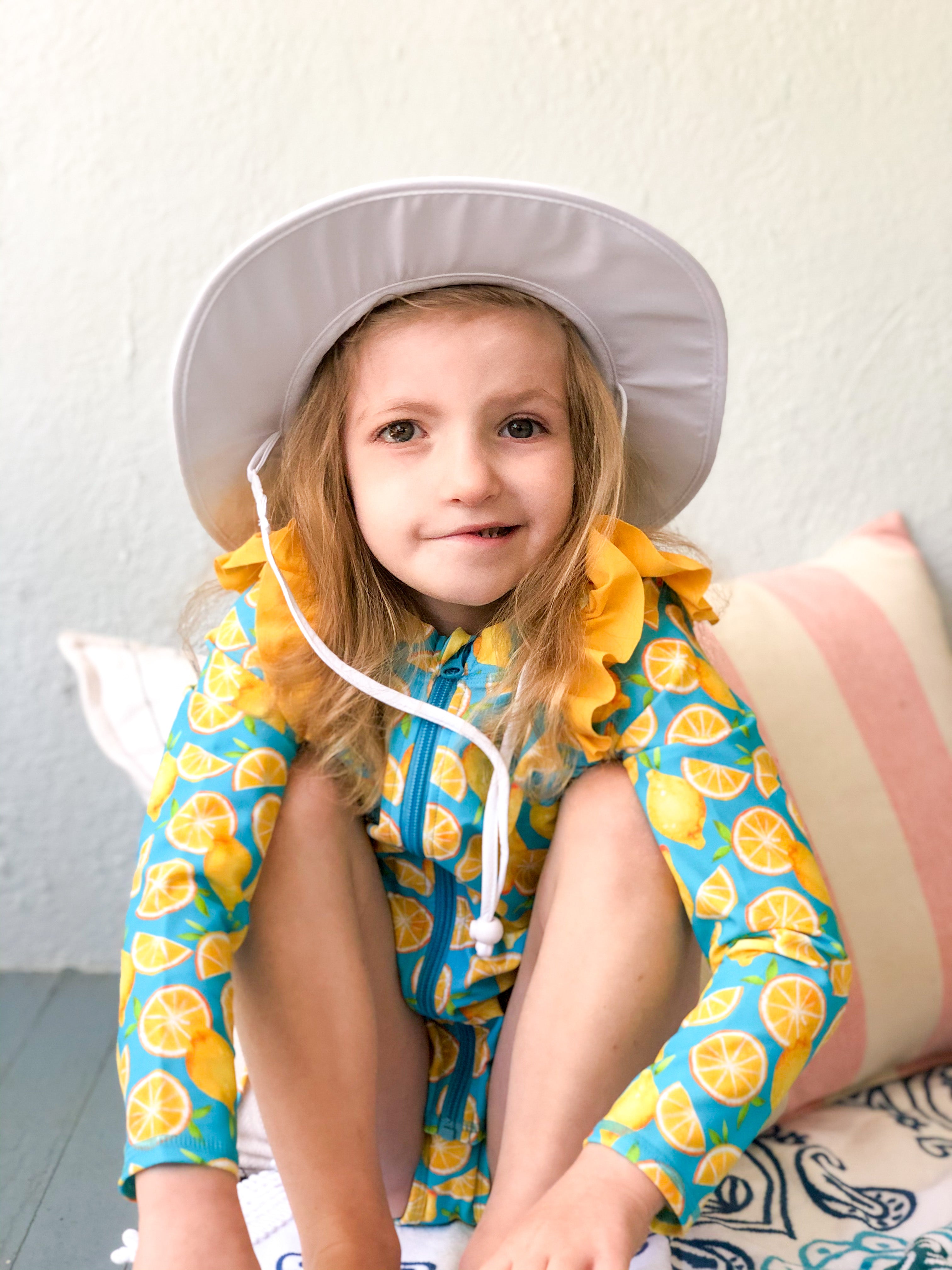 Swim Zip Sun Hat Baby Girl Bathing Suit L/S UPF 50+ Sun Protection