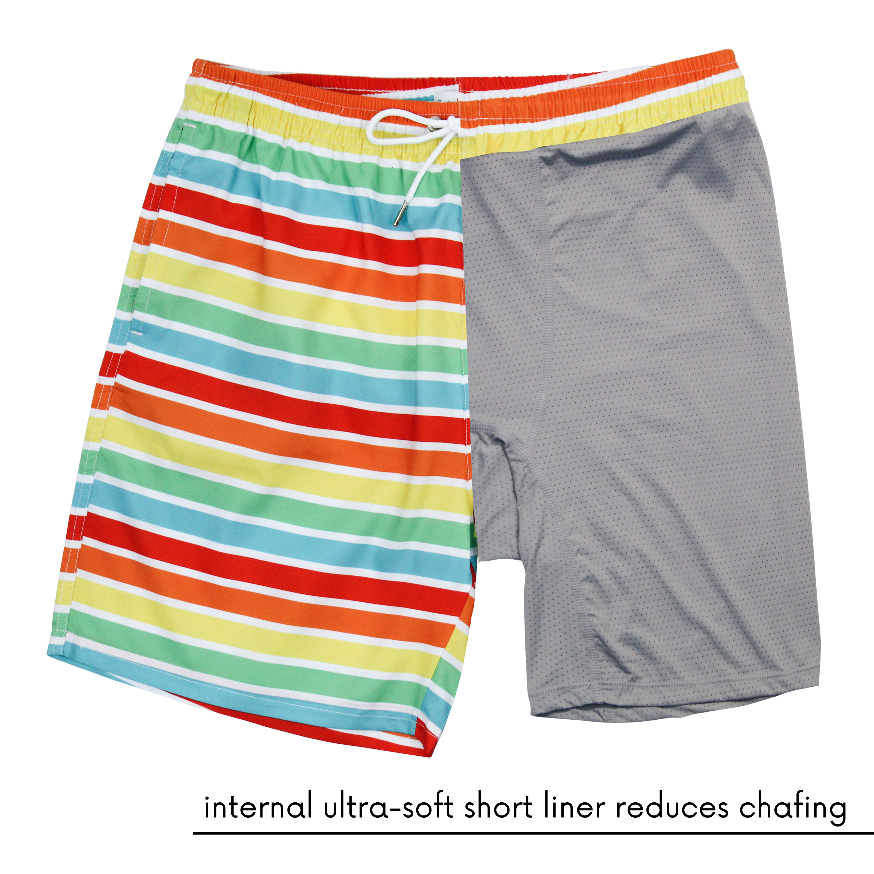 Men's 8" Swim Trunks Boxer Brief Liner | "Rainbow"-SwimZip UPF 50+ Sun Protective Swimwear & UV Zipper Rash Guards-pos3