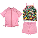Girls Short Sleeve Rash Guard + Tankini Shorts Set (3 Piece) - "Butterfly Love"-6-12 Month-Butterfly-SwimZip UPF 50+ Sun Protective Swimwear & UV Zipper Rash Guards-pos1