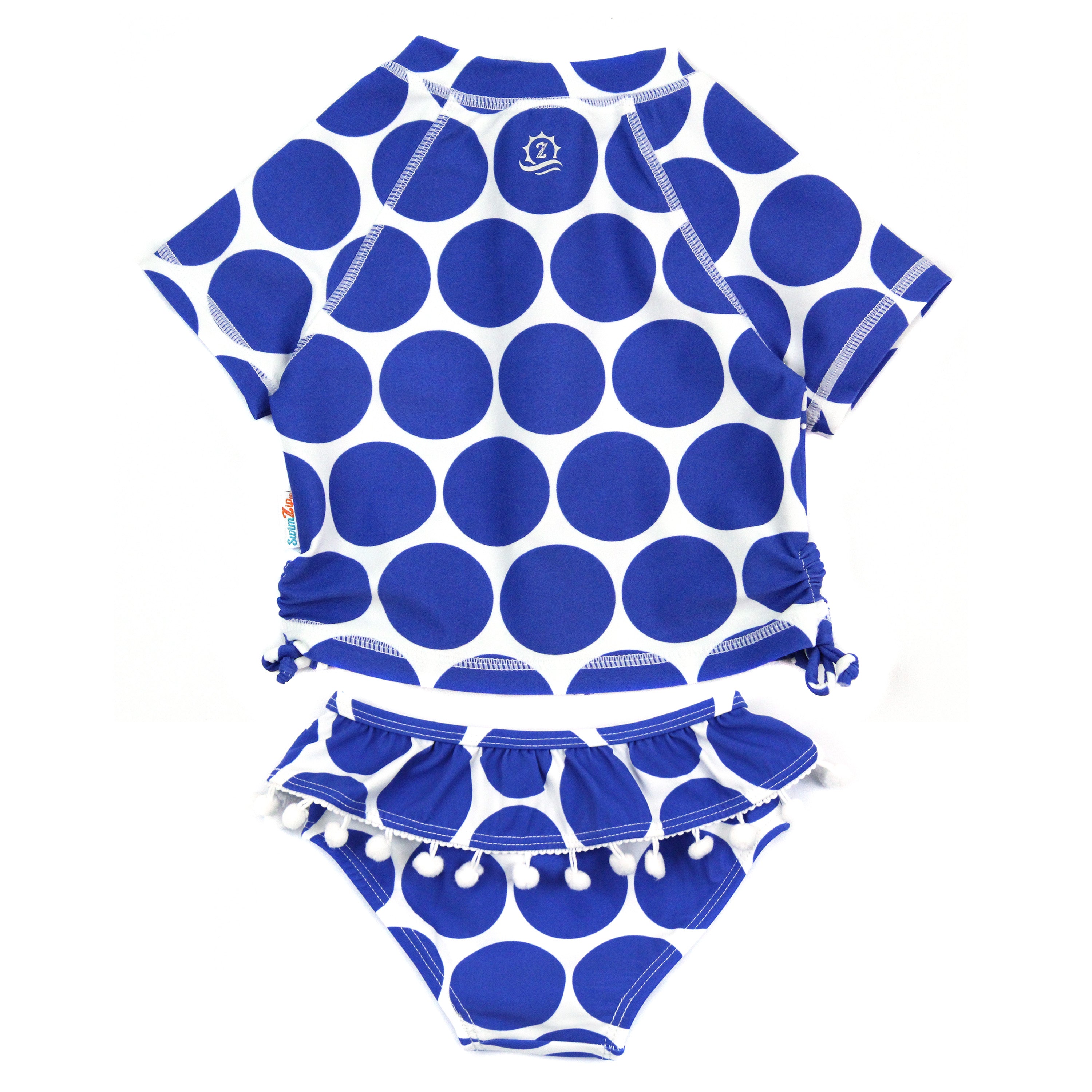 Girls Short Sleeve Rash Guard Swimsuit Set (2 Piece) - "Oversized Dot"-SwimZip UPF 50+ Sun Protective Swimwear & UV Zipper Rash Guards-pos3