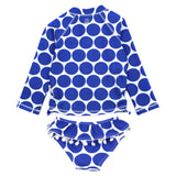 Girls Long Sleeve Rash Guard Ruffle Swimsuit Set (2 Piece) - "Oversized Dot"-SwimZip UPF 50+ Sun Protective Swimwear & UV Zipper Rash Guards-pos3