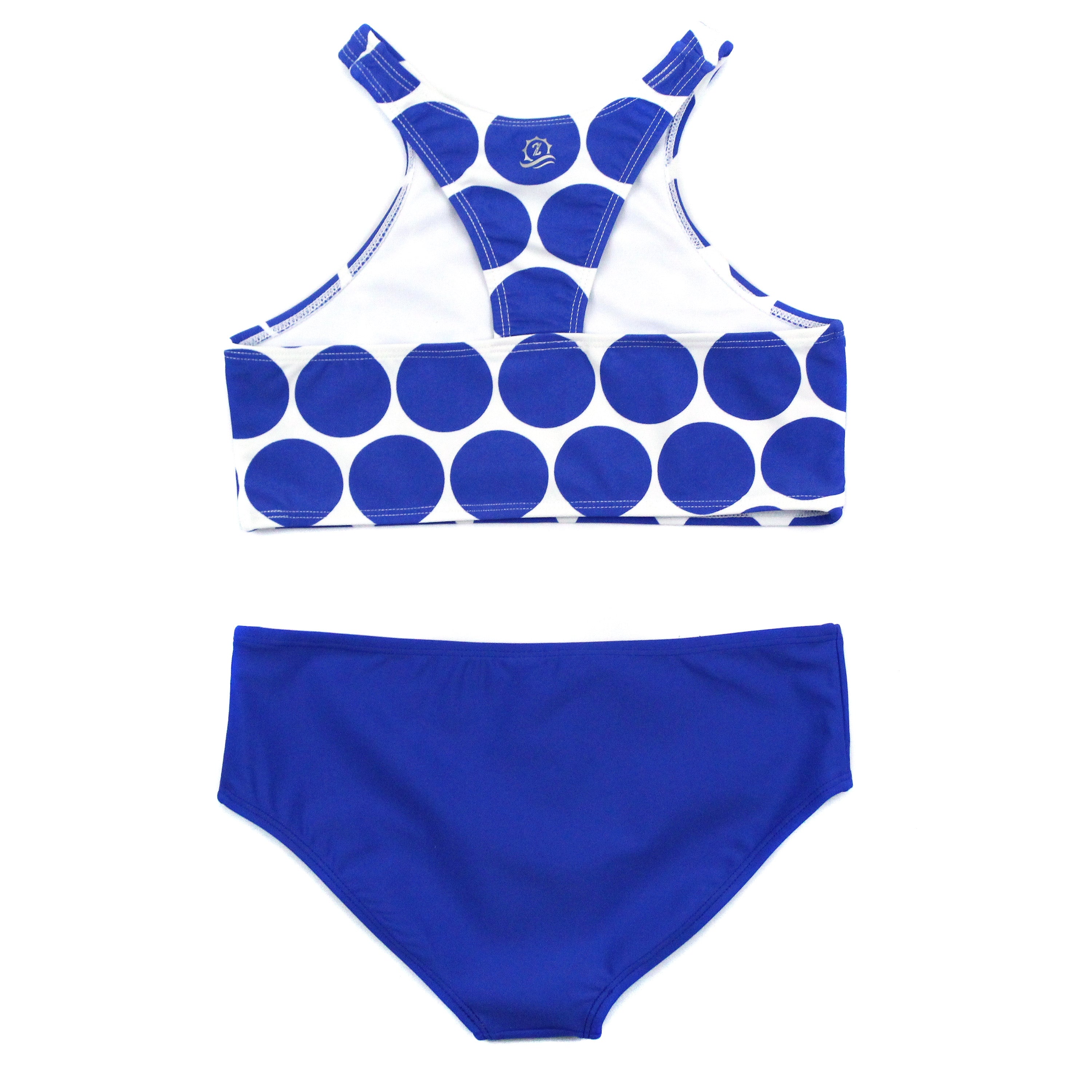 Girls Halter Top Bikini Set (2 Piece) | "Oversized Dot"-SwimZip UPF 50+ Sun Protective Swimwear & UV Zipper Rash Guards-pos3