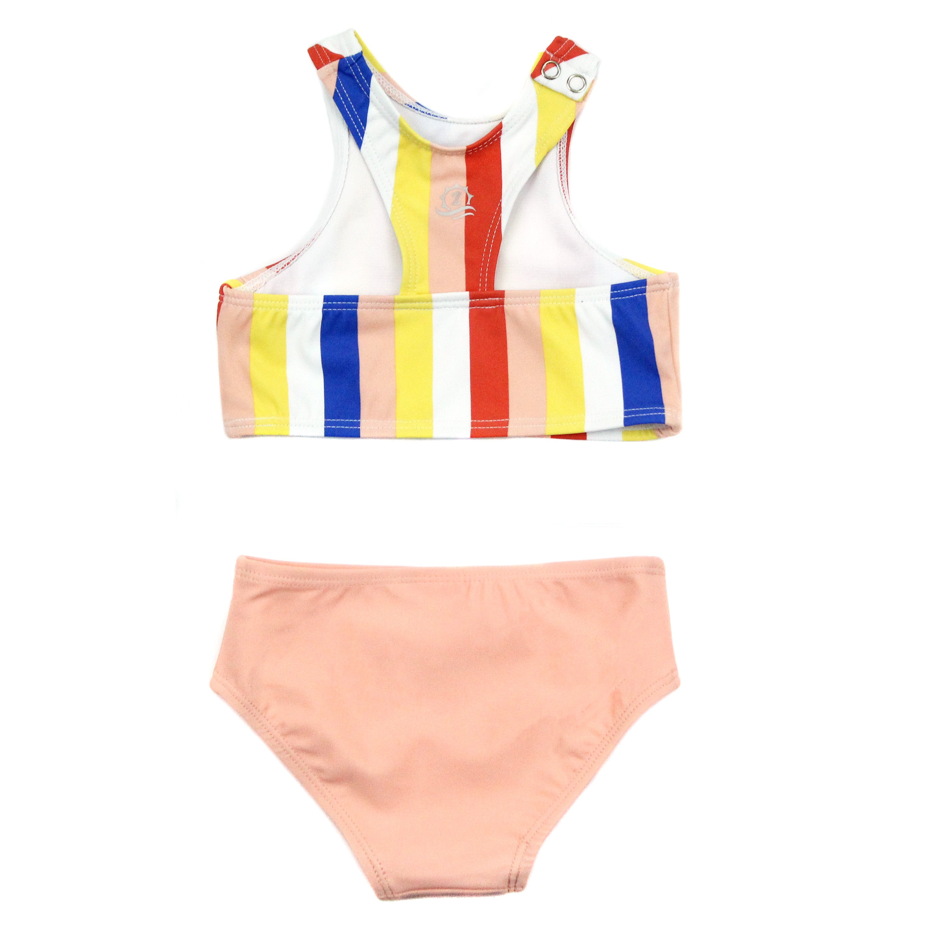 Girls Halter Top Bikini Set (2 Piece) | "Multi Stripe"-SwimZip UPF 50+ Sun Protective Swimwear & UV Zipper Rash Guards-pos2