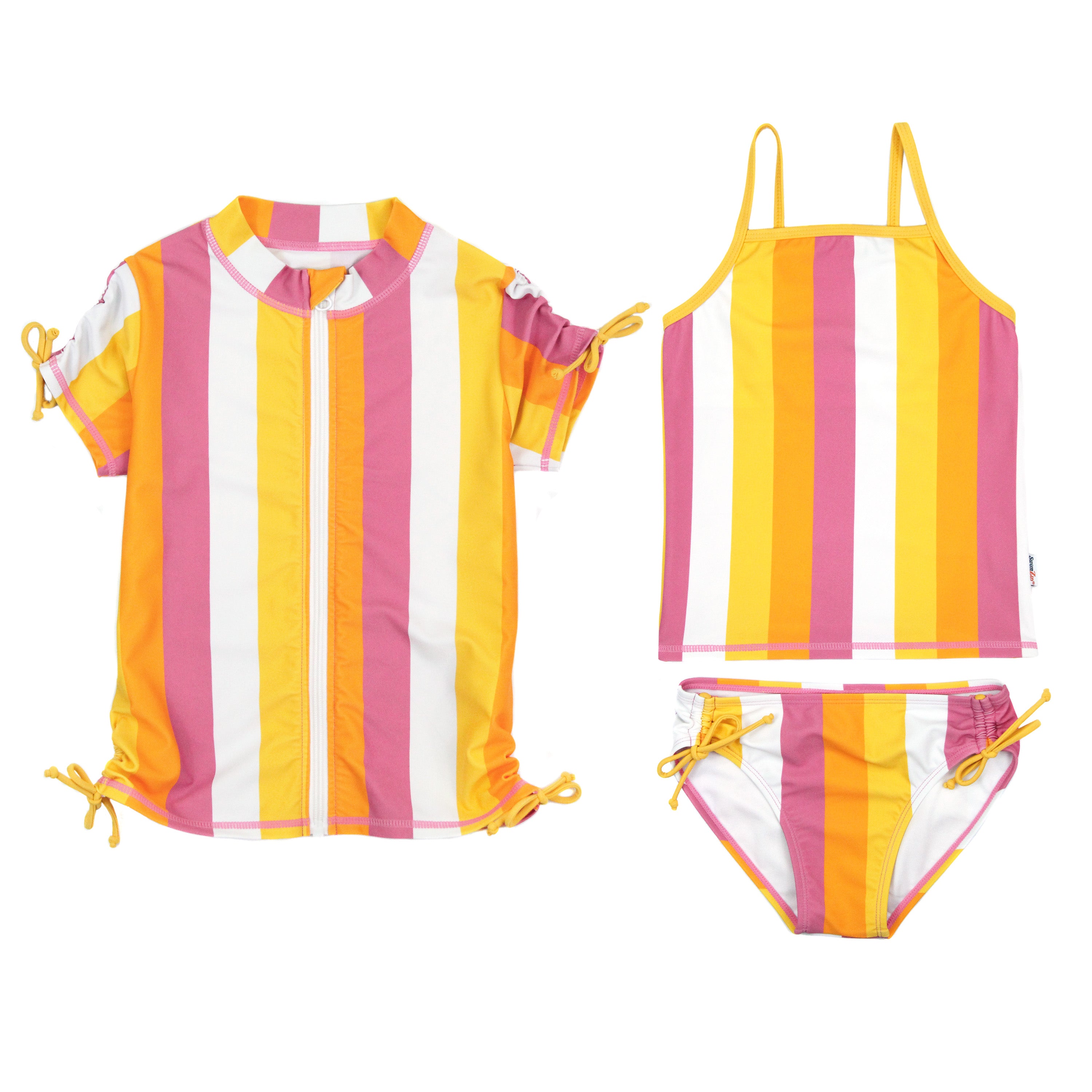 Girls Short Sleeve Rash Guard + Tankini Bikini Set (3 Piece) | "Be Bold”-6-8-Be Bold-SwimZip UPF 50+ Sun Protective Swimwear & UV Zipper Rash Guards-pos1