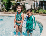 Girls Halter Top Bikini Set (2 Piece) | "Palm Leaf"-SwimZip UPF 50+ Sun Protective Swimwear & UV Zipper Rash Guards-pos4