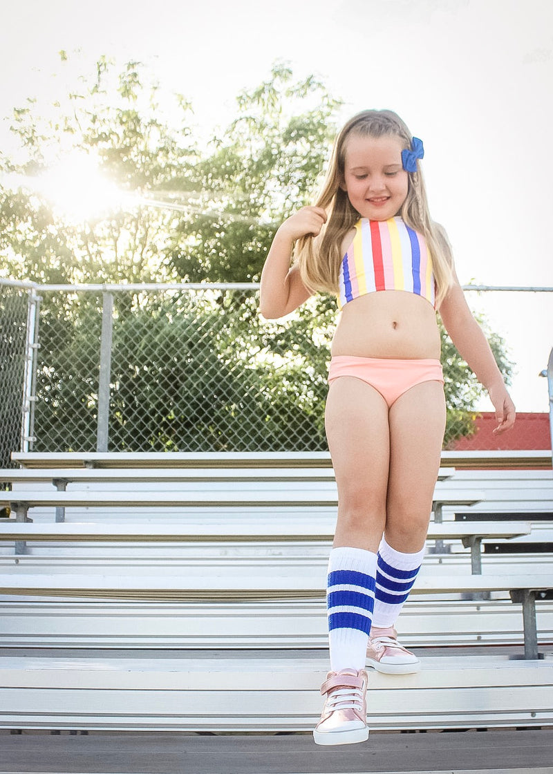 Girls Halter Top Bikini Set (2 Piece) | "Multi Stripe"-SwimZip UPF 50+ Sun Protective Swimwear & UV Zipper Rash Guards-pos3