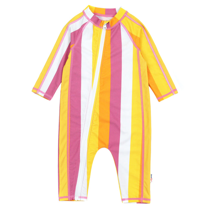 Girls Active Stripe Long Sleeve Sunsuit