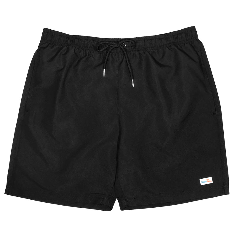 Men's 6.5" Swim Trunks - "Black"-Small-Black-SwimZip UPF 50+ Sun Protective Swimwear & UV Zipper Rash Guards-pos1