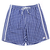Boys Swim Trunks Boxer Brief Liner (Sizes 6-14) - "Navy Gingham"-10-12-Navy Gingham-SwimZip UPF 50+ Sun Protective Swimwear & UV Zipper Rash Guards-pos1