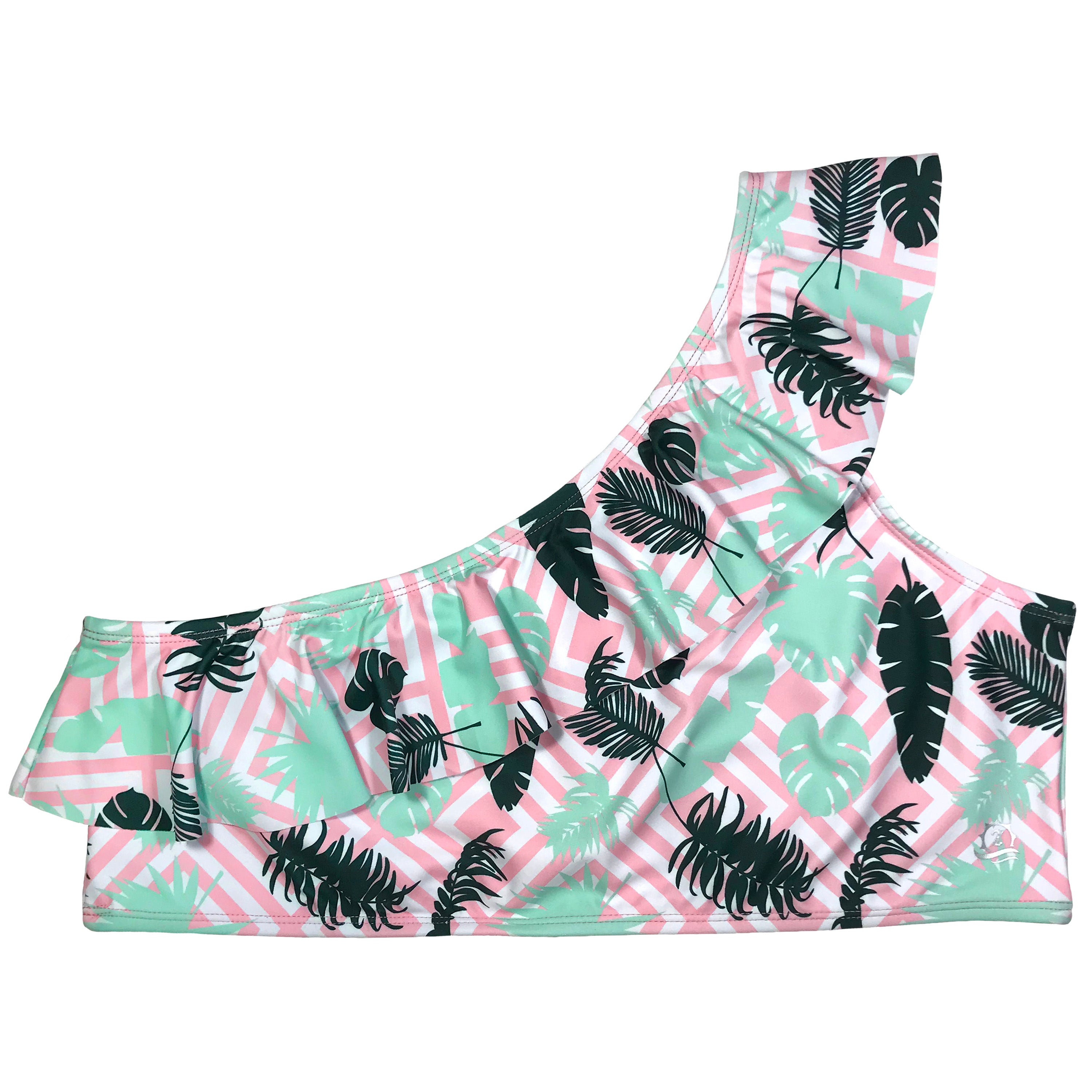 Women's One-Shoulder Bikini Top - "Palm Breeze"-SwimZip UPF 50+ Sun Protective Swimwear & UV Zipper Rash Guards-pos1