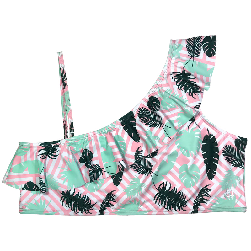 Women's One-Shoulder Bikini Top - "Palm Breeze"-XS-Palm-SwimZip UPF 50+ Sun Protective Swimwear & UV Zipper Rash Guards-pos3