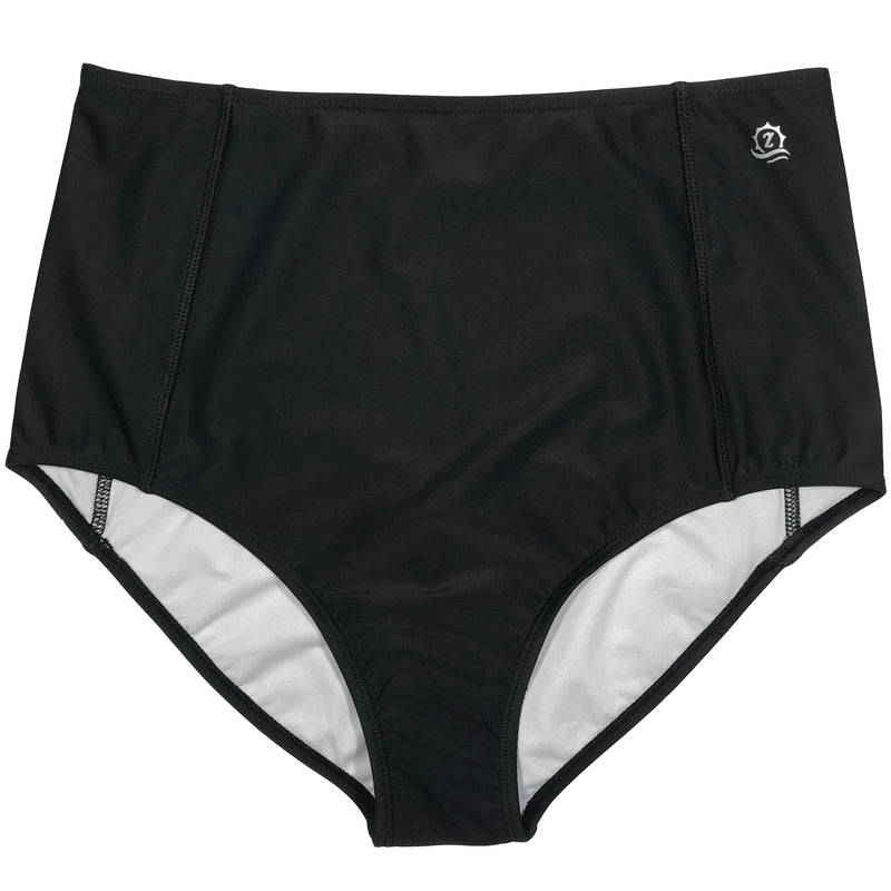 Women's High Waist Bikini Bottoms | "Black"-XS-Black-SwimZip UPF 50+ Sun Protective Swimwear & UV Zipper Rash Guards-pos1