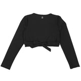 Girls Long Sleeve Swim Wrap Top - "Black”-SwimZip UPF 50+ Sun Protective Swimwear & UV Zipper Rash Guards-pos2