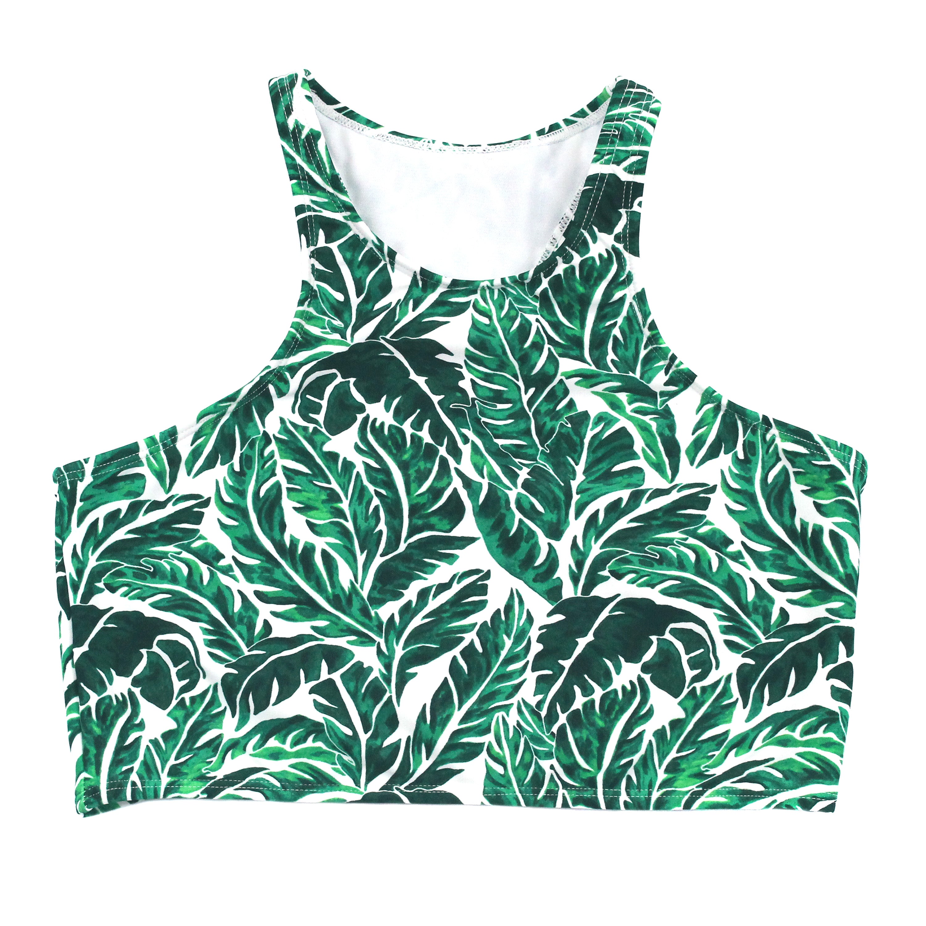 SwimZip Women's Halter Top Swimsuit Top - Palm Leaf Green - UPF 50+