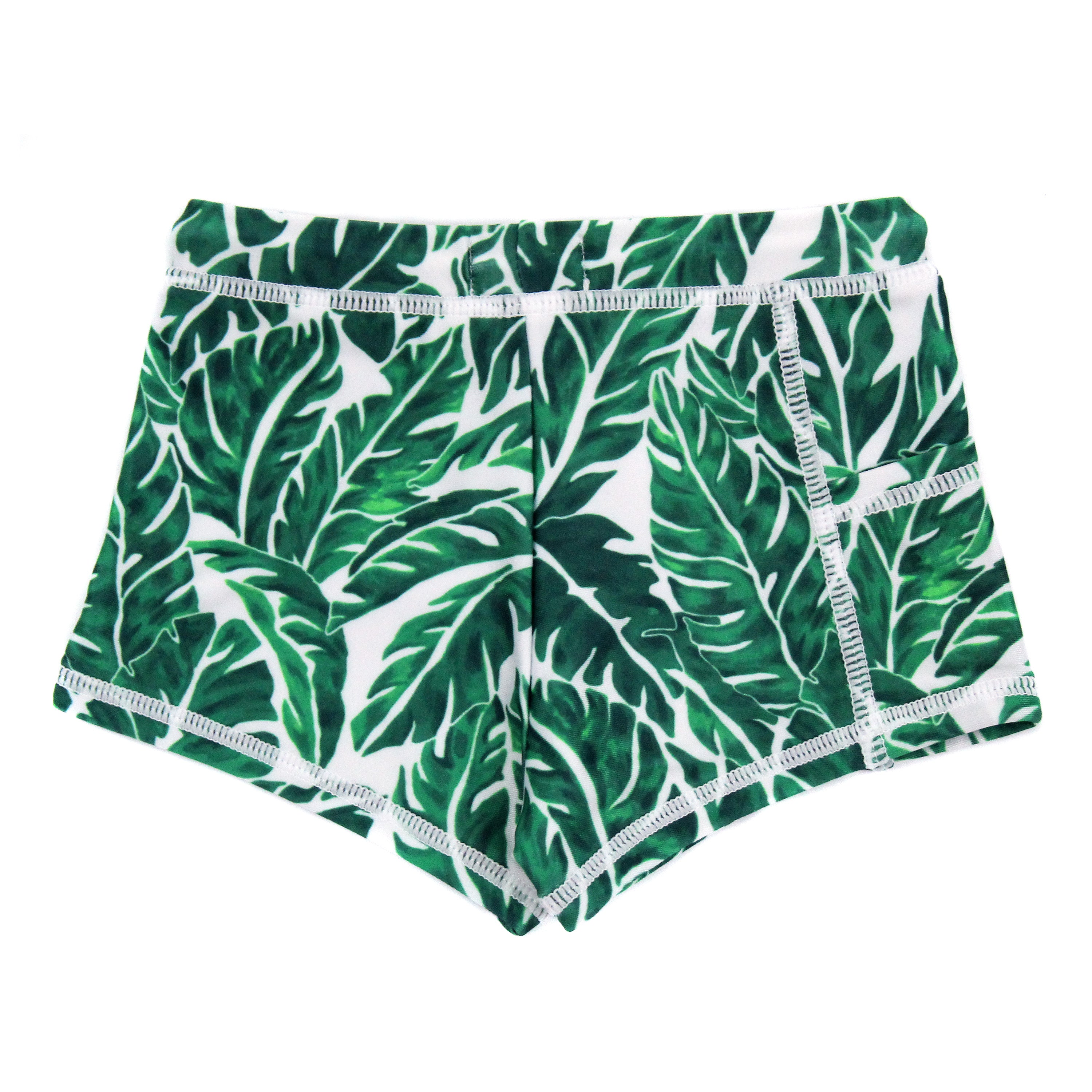 Kids Euro Swim Shorties | "Palm Leaf”-SwimZip UPF 50+ Sun Protective Swimwear & UV Zipper Rash Guards-pos2