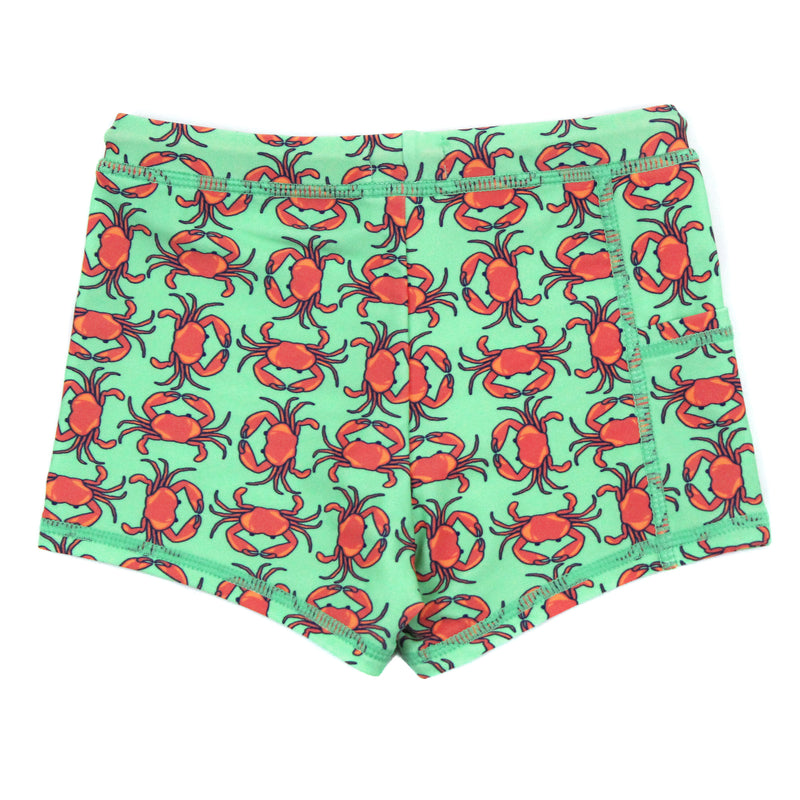 Kids Euro Swim Shorties | "Don't Be A Crab-SwimZip UPF 50+ Sun Protective Swimwear & UV Zipper Rash Guards-pos8