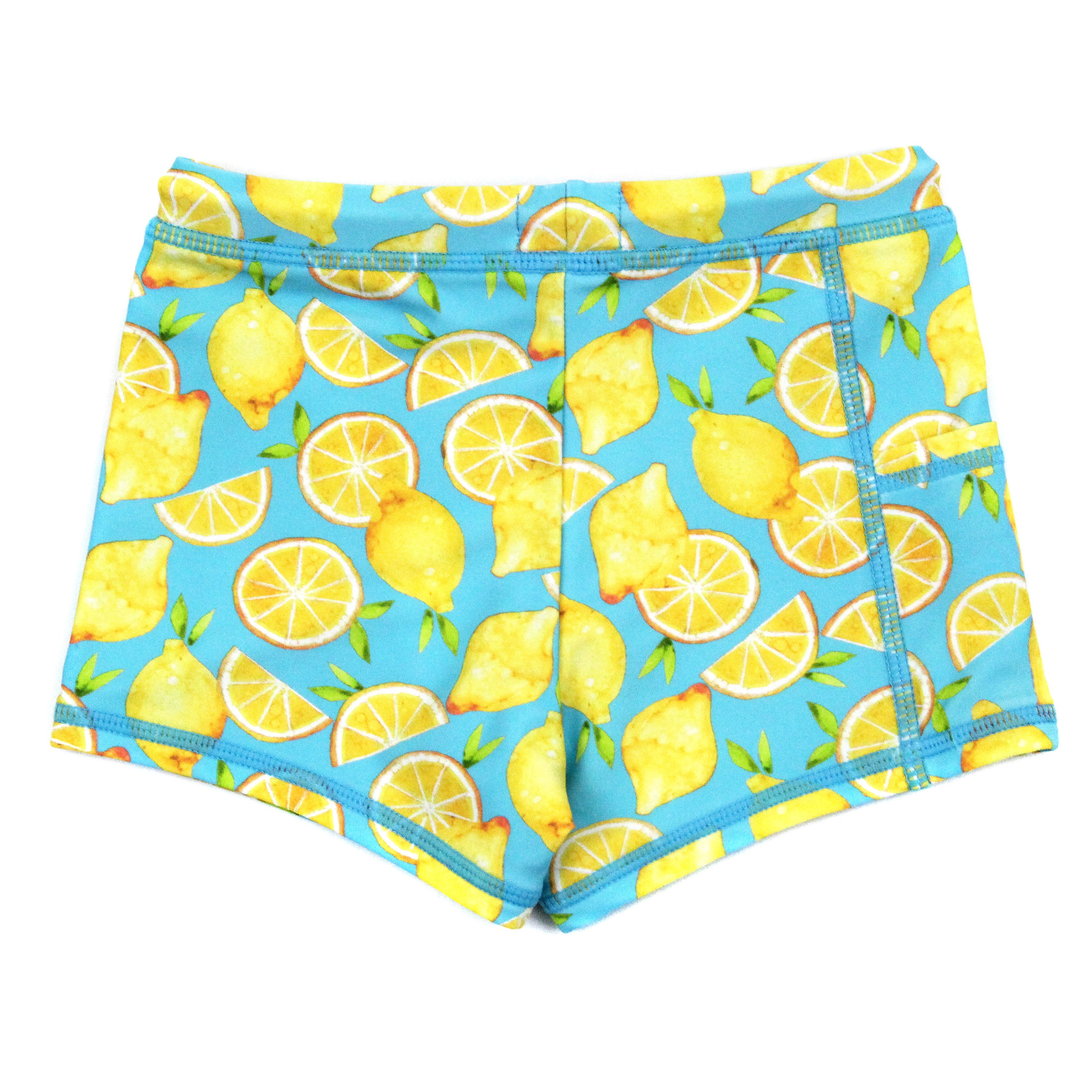 Kids Euro Swim Shorties | "Lemons"-SwimZip UPF 50+ Sun Protective Swimwear & UV Zipper Rash Guards-pos6