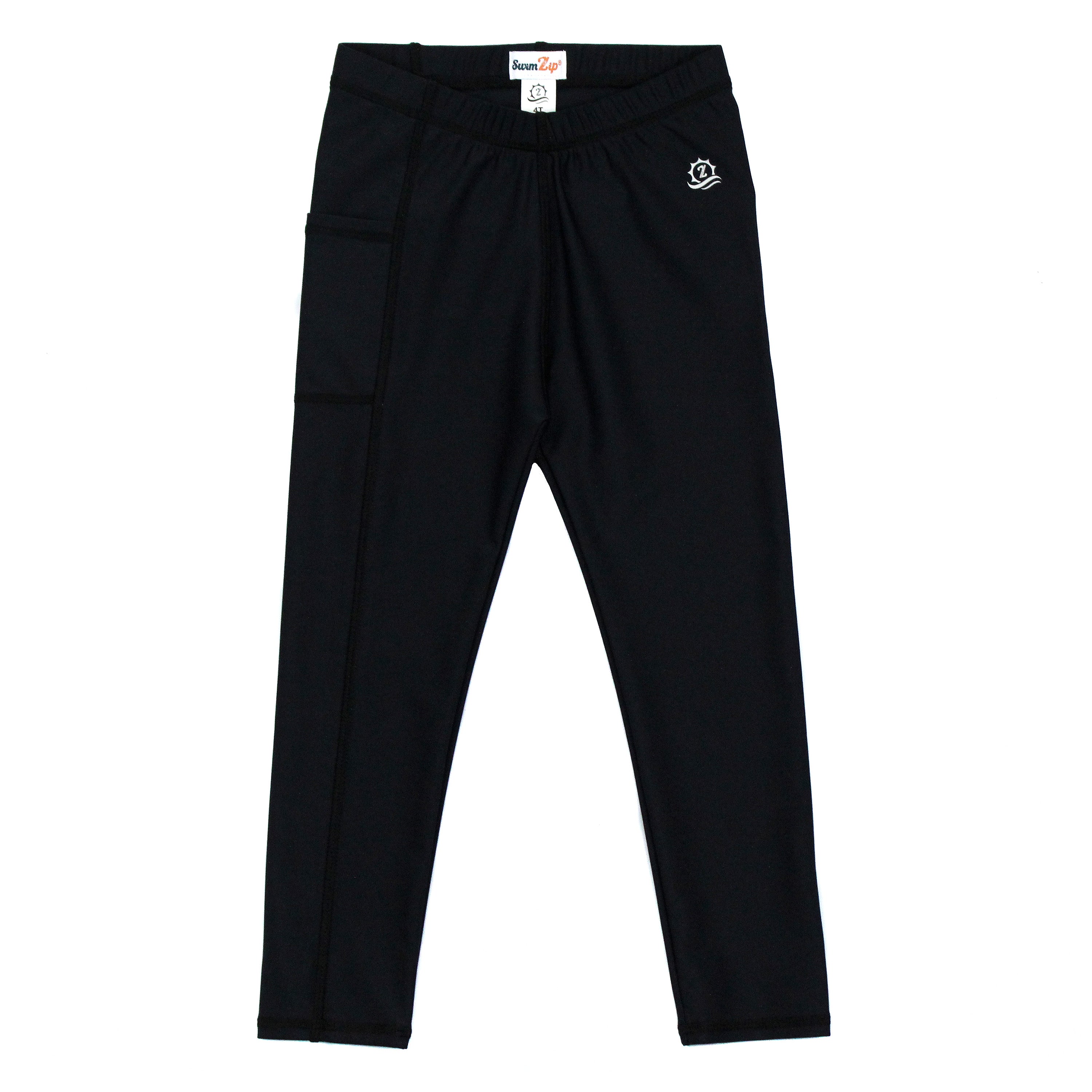 Kids Swim Pants | "Black"-6-12 Month-Black-SwimZip UPF 50+ Sun Protective Swimwear & UV Zipper Rash Guards-pos1