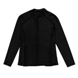 Women's Long Sleeve Rash Guard with Pockets | "Black"-XS-Black-SwimZip UPF 50+ Sun Protective Swimwear & UV Zipper Rash Guards-pos1