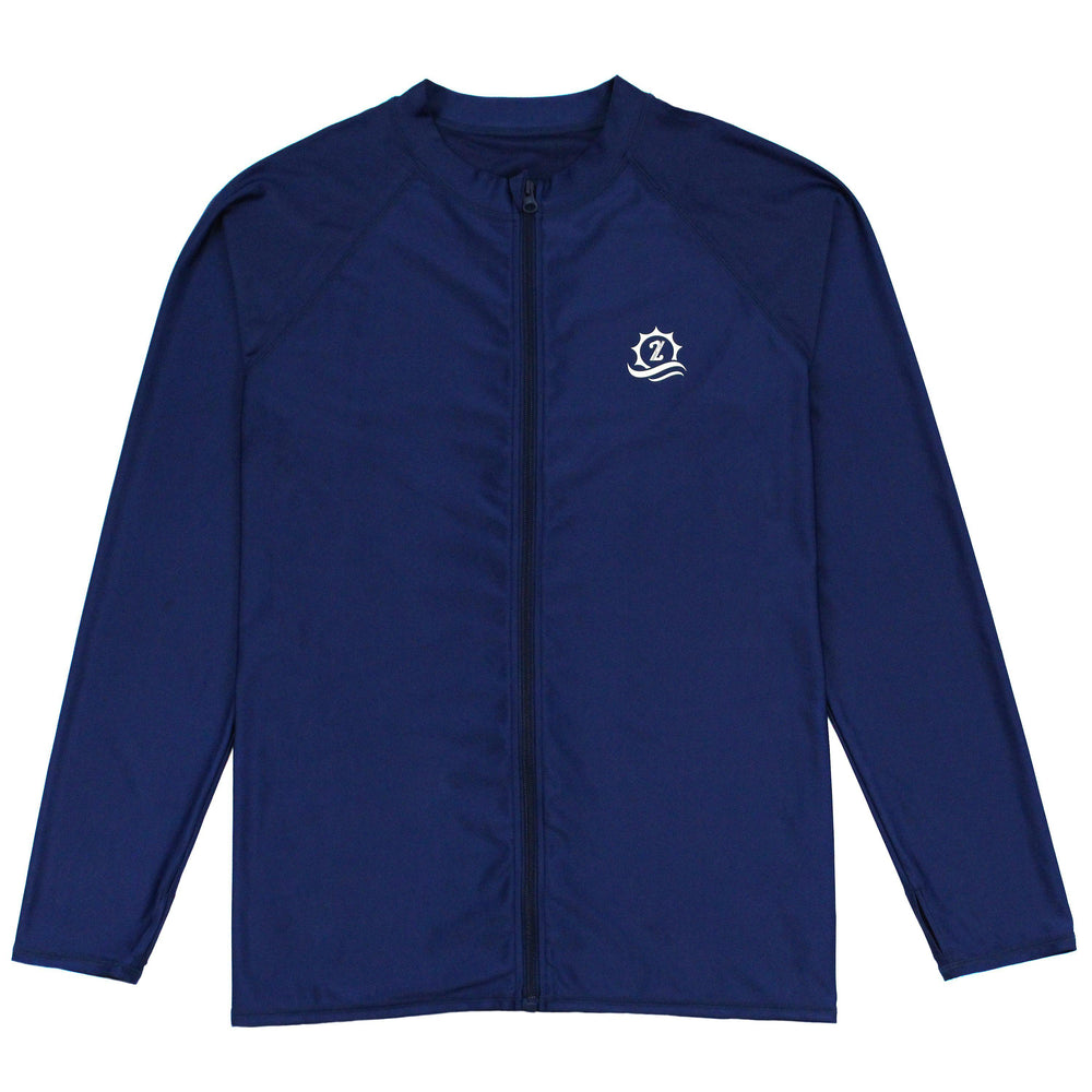 Men's Navy Long-Sleeve Zipper Rash Guard | UPF 50+ Sun Protection | SwimZip