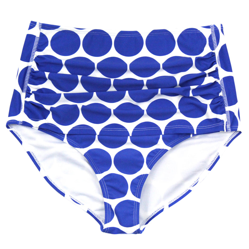 Women's High Waist Bikini Bottoms Ruched | "Oversized Dot"-XS-Dot-SwimZip UPF 50+ Sun Protective Swimwear & UV Zipper Rash Guards-pos1