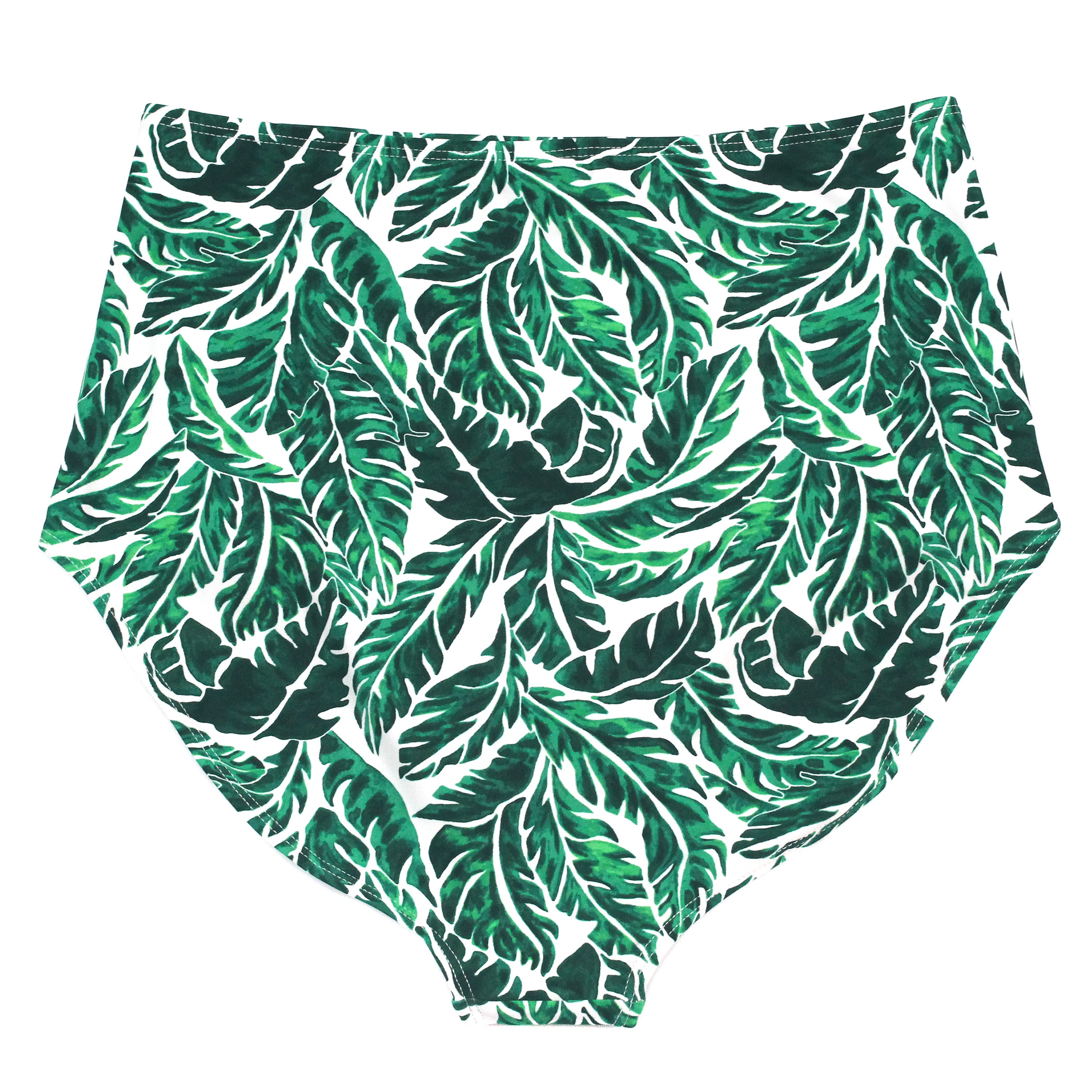 Women's High Waist Bikini Bottoms Ruched | "Palm Leaf"-SwimZip UPF 50+ Sun Protective Swimwear & UV Zipper Rash Guards-pos7