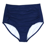 Women's High Waist Bikini Bottoms Ruched | "Navy"-XS-Navy-SwimZip UPF 50+ Sun Protective Swimwear & UV Zipper Rash Guards-pos1