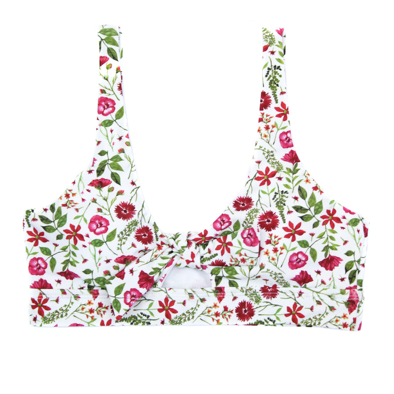 Women's Tie Bikini Top - "Floral Garden"-XS-Floral Garden-SwimZip UPF 50+ Sun Protective Swimwear & UV Zipper Rash Guards-pos1