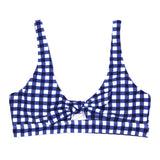 Women's Tie Bikini Top - "Navy Gingham"-XS-Navy Gingham-SwimZip UPF 50+ Sun Protective Swimwear & UV Zipper Rash Guards-pos1