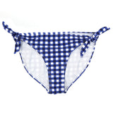 Women's Tie Bikini Bottom - "Navy Gingham"-XS-Navy Gingham-SwimZip UPF 50+ Sun Protective Swimwear & UV Zipper Rash Guards-pos1