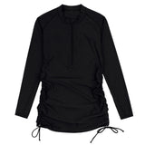 Women's Half Zip Swim Dress Cover Up | "Black"-XS-Black-SwimZip UPF 50+ Sun Protective Swimwear & UV Zipper Rash Guards-pos1