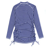 Women's Half Zip Swim Dress Cover Up | "Navy Gingham"-SwimZip UPF 50+ Sun Protective Swimwear & UV Zipper Rash Guards-pos8