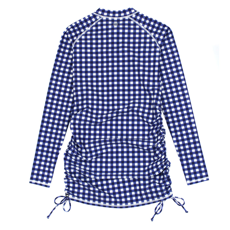 Women's Half Zip Swim Dress Cover Up | "Navy Gingham"-SwimZip UPF 50+ Sun Protective Swimwear & UV Zipper Rash Guards-pos8