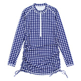 Women's Half Zip Swim Dress Cover Up | "Navy Gingham"-XS-Navy Gingham-SwimZip UPF 50+ Sun Protective Swimwear & UV Zipper Rash Guards-pos1