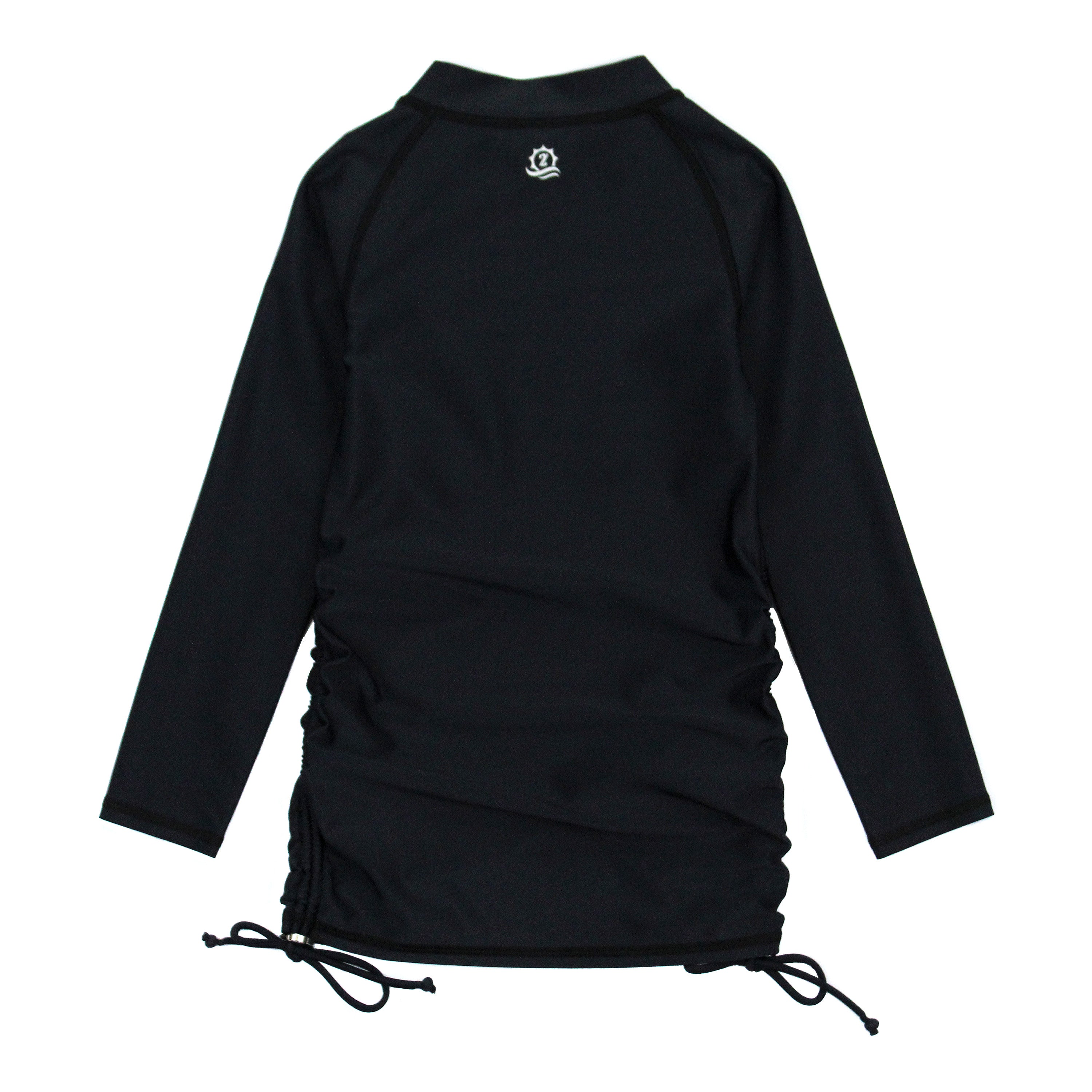 Girls Long Sleeve Swim Dress Cover Up | "Black"-SwimZip UPF 50+ Sun Protective Swimwear & UV Zipper Rash Guards-pos11