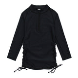 Girls Long Sleeve Swim Dress Cover Up | "Black"-2T-Black-SwimZip UPF 50+ Sun Protective Swimwear & UV Zipper Rash Guards-pos1