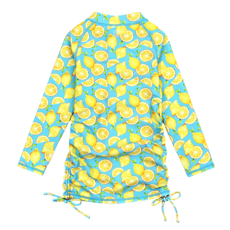 Girls Long Sleeve Swim Dress Cover Up | "Lemons"-SwimZip UPF 50+ Sun Protective Swimwear & UV Zipper Rash Guards-pos11