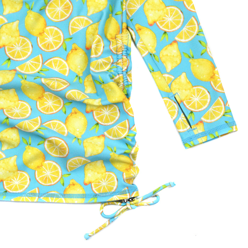 Girls Long Sleeve Swim Dress Cover Up | "Lemons"-SwimZip UPF 50+ Sun Protective Swimwear & UV Zipper Rash Guards-pos3